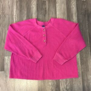 Old Navy waffle knit quarter button